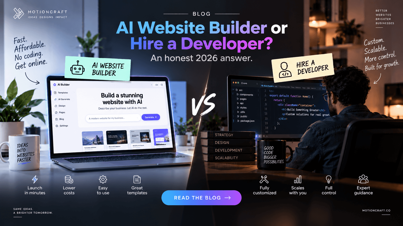 AI website builder or hire a developer? An honest 2026 answer